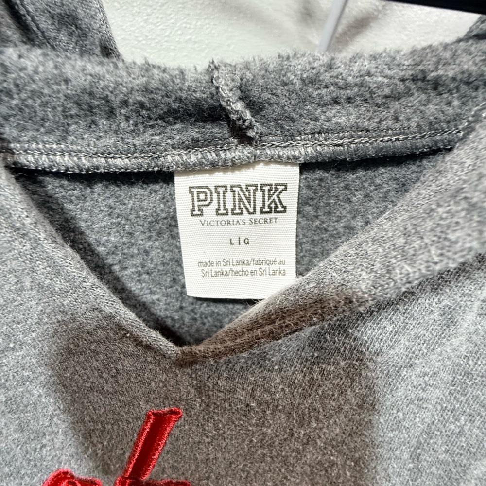 ⚡️PINK Victoria’s Secret Ohio State Buckeyes Hoodie Gray L Zip Side Rare - Picture 3 of 5